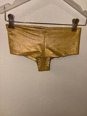 NWOT! AMERICAN APPAREL Gold Metallic Booty Mini Cheeky Disco Shorts Size M